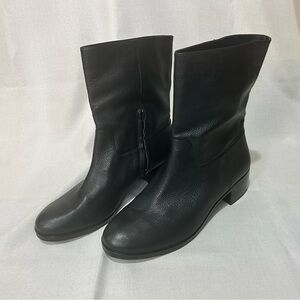 Michael Kors black leather low ankle boots booties block heel